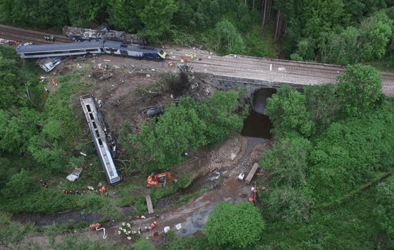 Train derailed at Carmont, Aberdeenshire on 12 August 2020, captured from RAIB Report 02/2022. ©Crown
